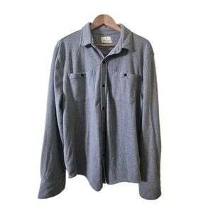 Mutual Weave Button Down Shirt Mens Large Gray Long Sleeve Knit Cotton Blend‎